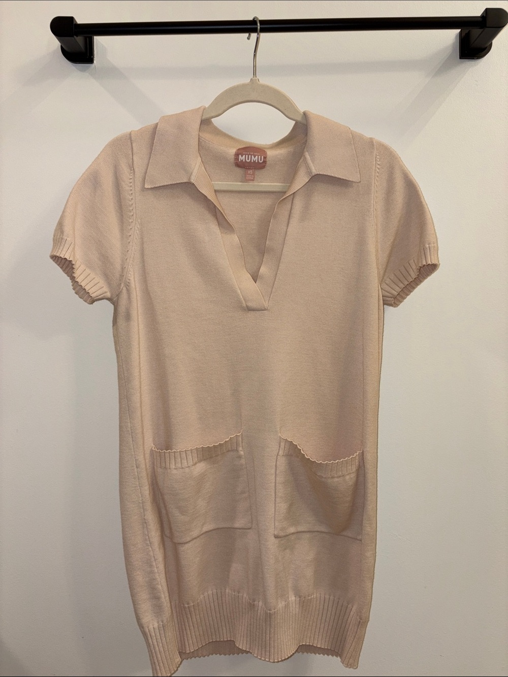 Show Me Your MuMu Light Blush Short Sleeve Knit Polo Dress